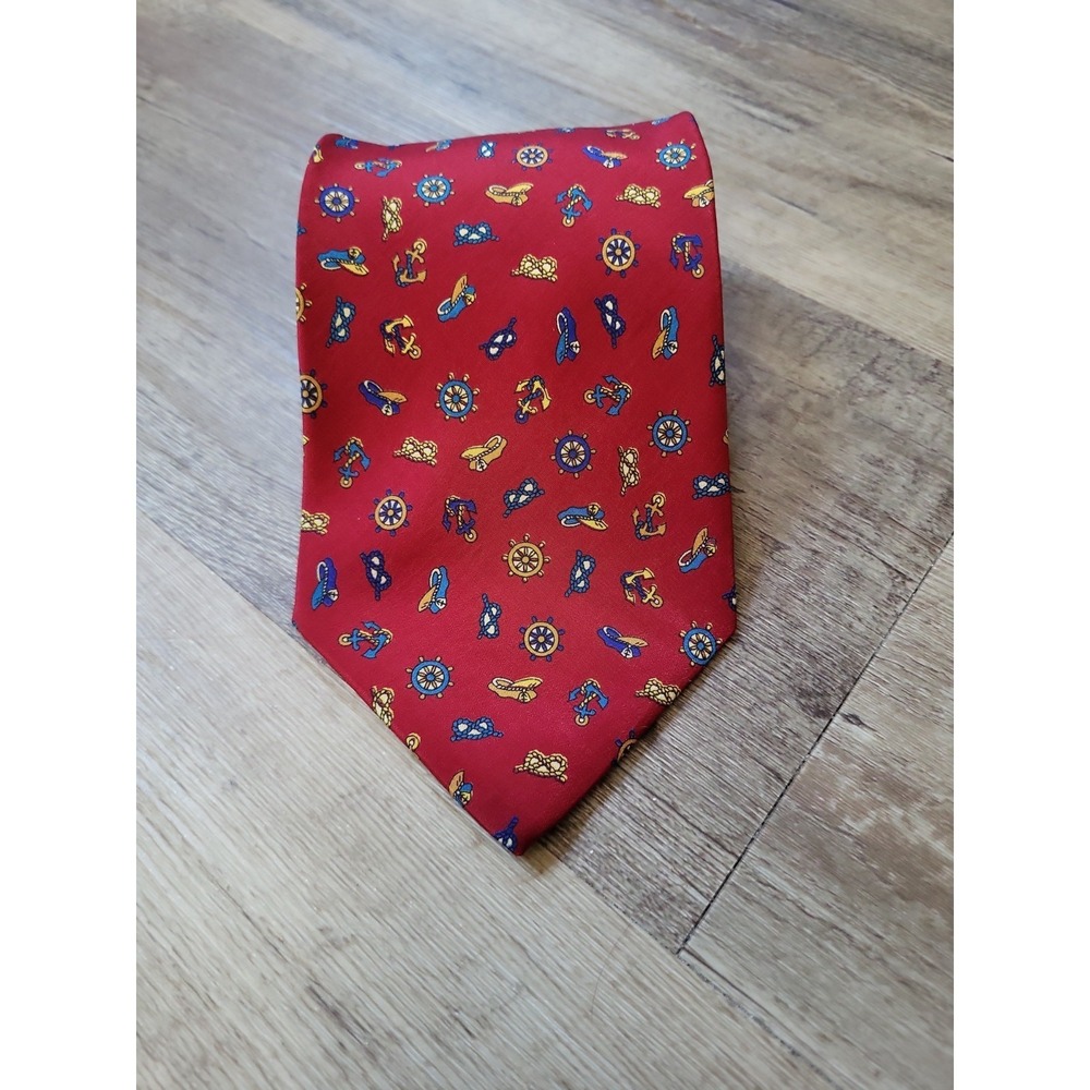 Vintage English Sports Shop Neck Tie Bermuda Collection Island Crown England Red